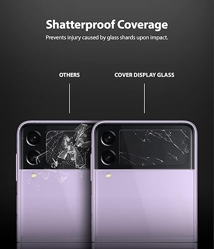 Miniatura 5 de Ringke Cubierta de cristal [3 unidades] Compatible con Samsung Galaxy Z Flip 3, pantalla exterior de vidrio templado, película protectora de