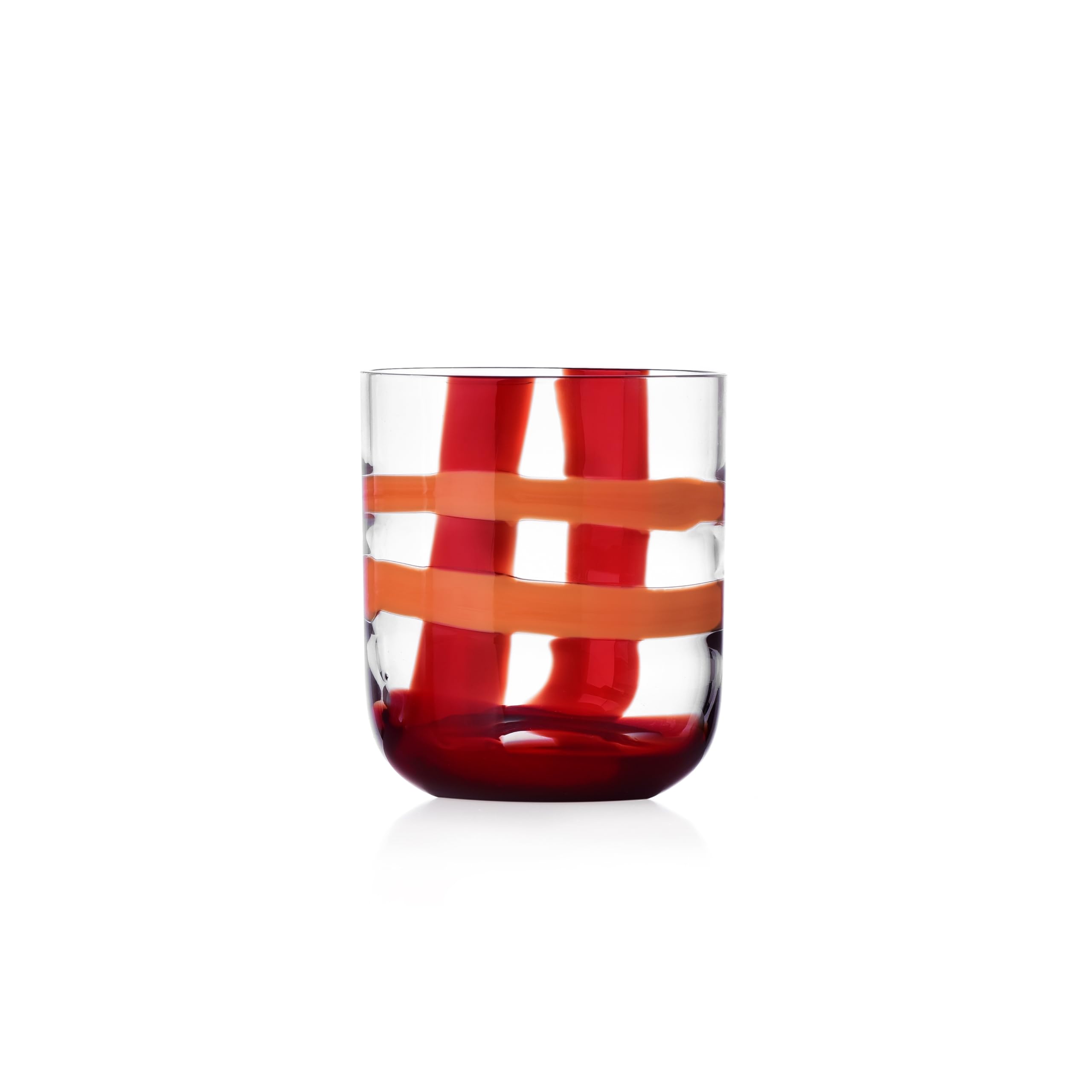 Ichendorf Milano Tumbler, Bordeaux and Orange, Gesti Collection, 35cl Mouth-Blown Glass, Hand Finished