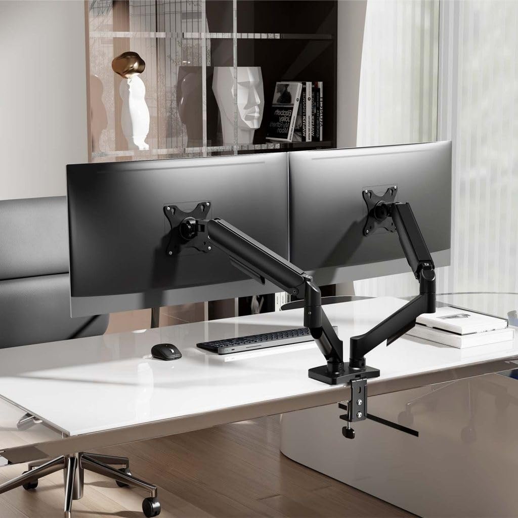 AISENS Soporte de Mesa DT32TSR-357 Contrapeso 2 Monitores 17-32? Brazo Articulado Negro