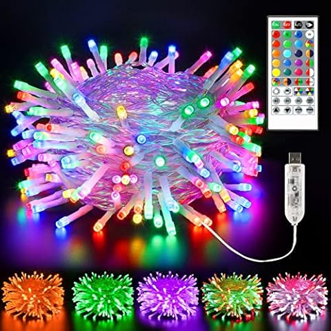 BrizLabs Bunt Lichterkette Innen, 10M 100 LED USB Weihnachtsdeko Lichterkette Farbwechsel Lichterketten Wasserdicht RGB Weihnachtsbeleuchtung Deko Cover