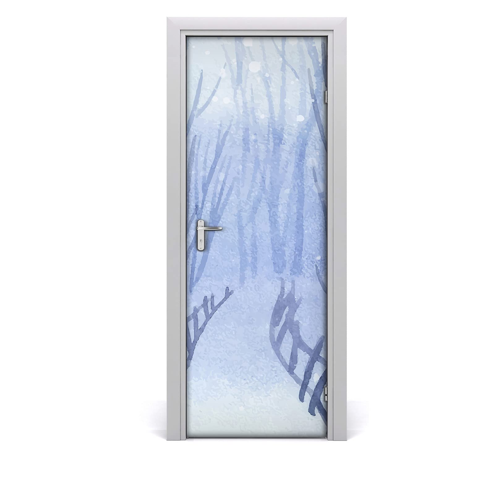 Décoration de porte forêt d'hiver pour un salon style chalet