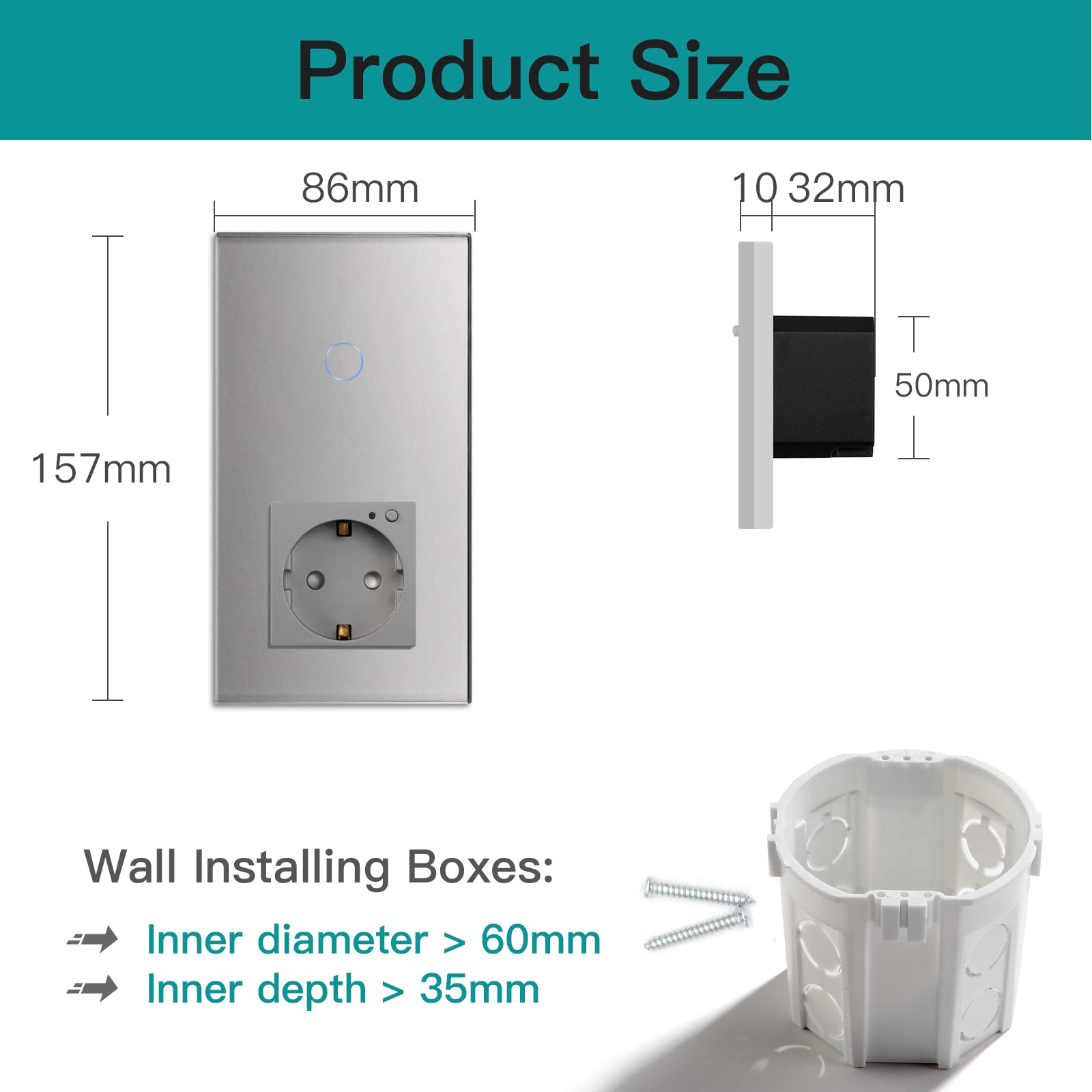 BSEED Normal Schuko Presa da incasso con sensore touch Smart WiFi