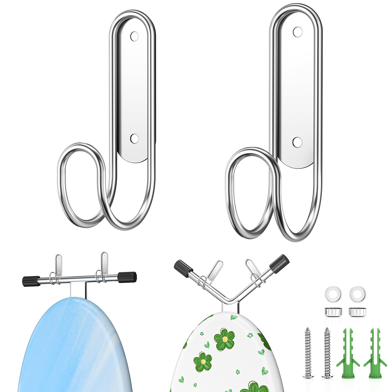 XILIMEN Ironing Board Holder Wall Mount, Durable Ironing Board Holder Stainless Steel, Space Saving Iron Board Hook for Wall Heavy Duty, for Laundry Room Livingroom Bathroom Small(Y or T Leg)