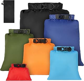 vsshe 6 Pcs Sac Étanche Léger, Waterproof Sac 1.5/2.5/3/3.5/5/8L, Coloré Sec Sacs Etanches, Ensemble de Sacs Séchés Étanch...