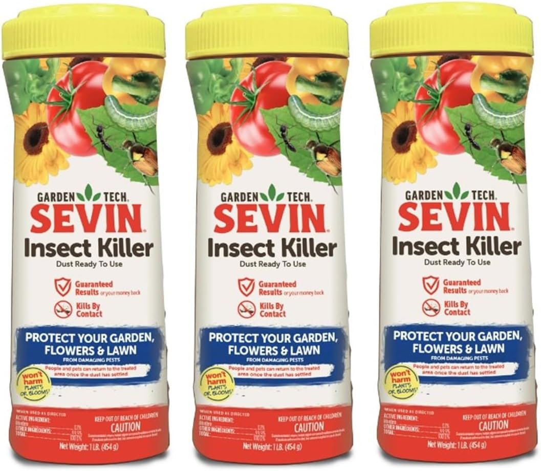 Garden Tech Sevin 5-Percent Dust Bug Killer Shaker Canister, pack of 3-1lb shakers