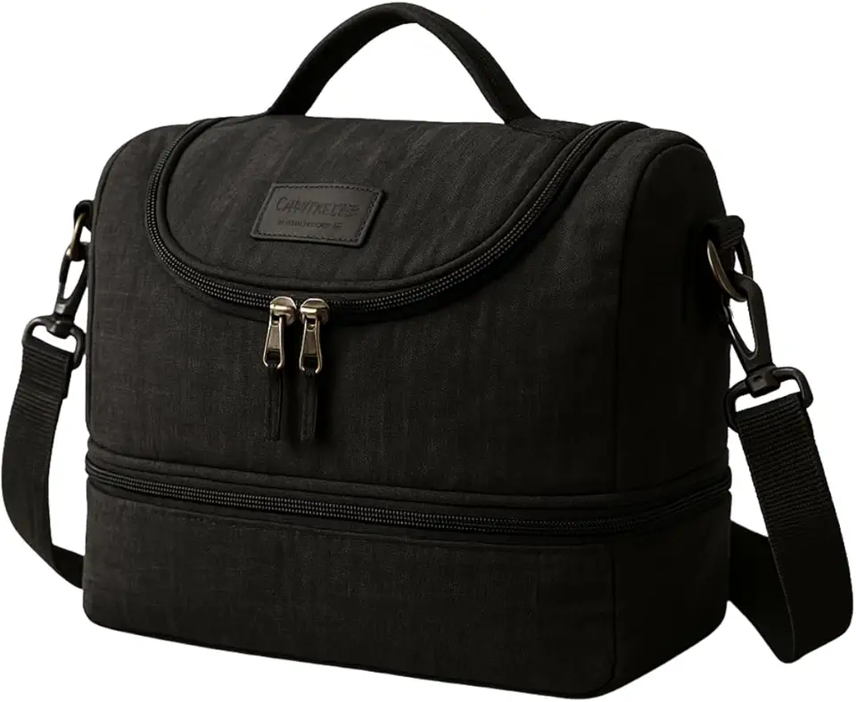 Bolsa Termica Marmita Lancheira Pequena Masculina Feminina Para Trabalho Alça Ajustável (Preta)