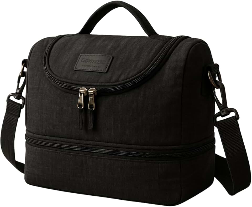 Bolsa Termica Marmita Lancheira Pequena Masculina Feminina Para Trabalho Alça Ajustável (Preta)