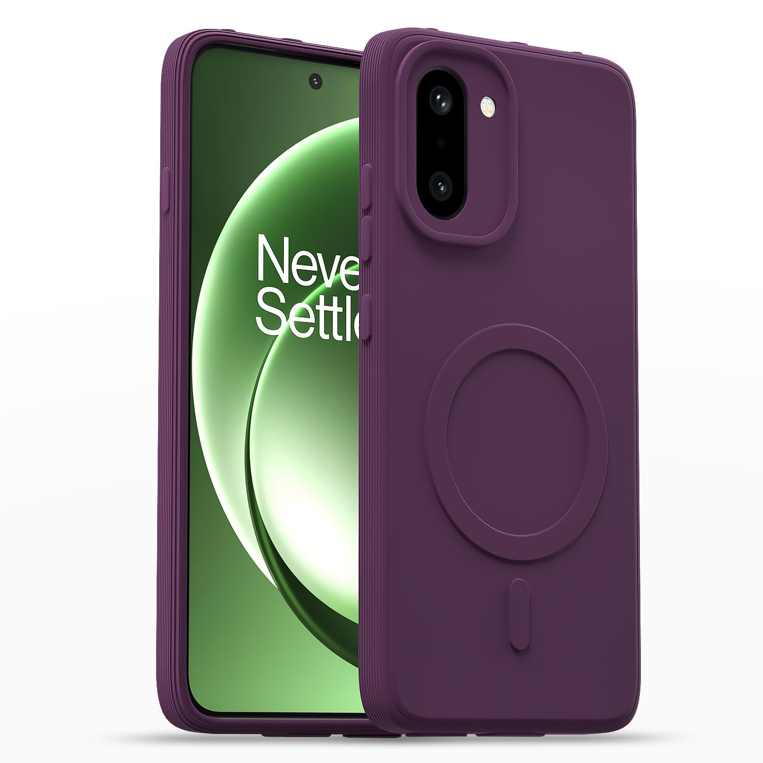 Outlouders Back Cover for OnePlus 15R 5G Soft Matte Silicone Cover with Slim Fit | Mag-Safe Logo (Not Mag-Safe Compatible) | Shockproof | Camera Protection Bumper Case (Purple)