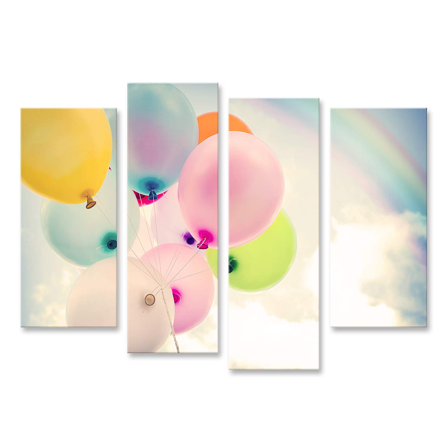 islandburner Quadro su tela Palloncino colorato vintage con arcobaleno su cielo blu Conc Quadri Stampe per soggiorno ufficio
