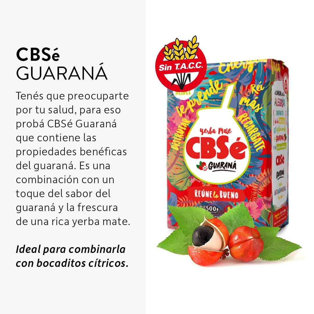 Pack de Yerba Mate Cbse con guaraná de 500g - 4 Unidades - Total 2 Kg de Yerba Mate