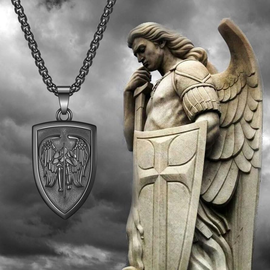 Rnivida Archangel St. Michael Medal Pendant Necklace, Stainless Steel Christian Jewelry for Men Women - Image 4