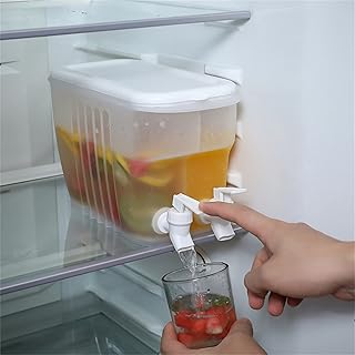 Verve Jelly 3.5L Fridge Jug Dispenser,Water Dispenser with Tap, Double Faucets, Large Capacity Storage for Fruit Juice,Great for Office Camping Juice Drinks Cocktail.