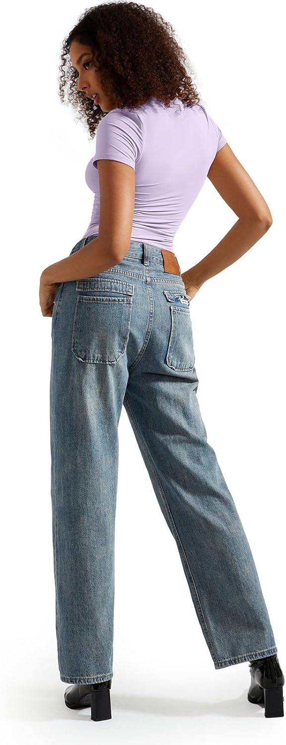 SUUKSESS Women Double Lined Fitted Basic Tee Crew Neck Short Sleeve Y2K Crop Top - Image 5