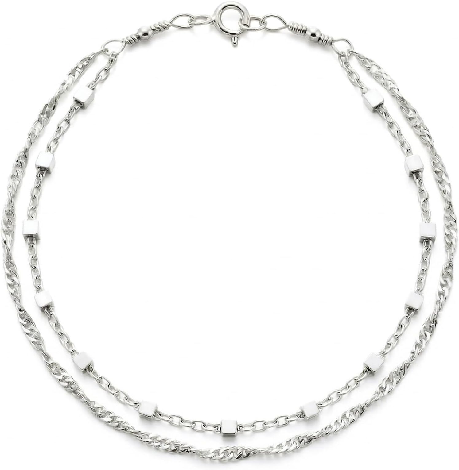 - Annika Bella Double Strand Bracelet, 6.5-7.5 Inches Hand Chain, 925 Sterling Silver Chain Bracelets, Minimalist Jewelry for Women, Gift for Her