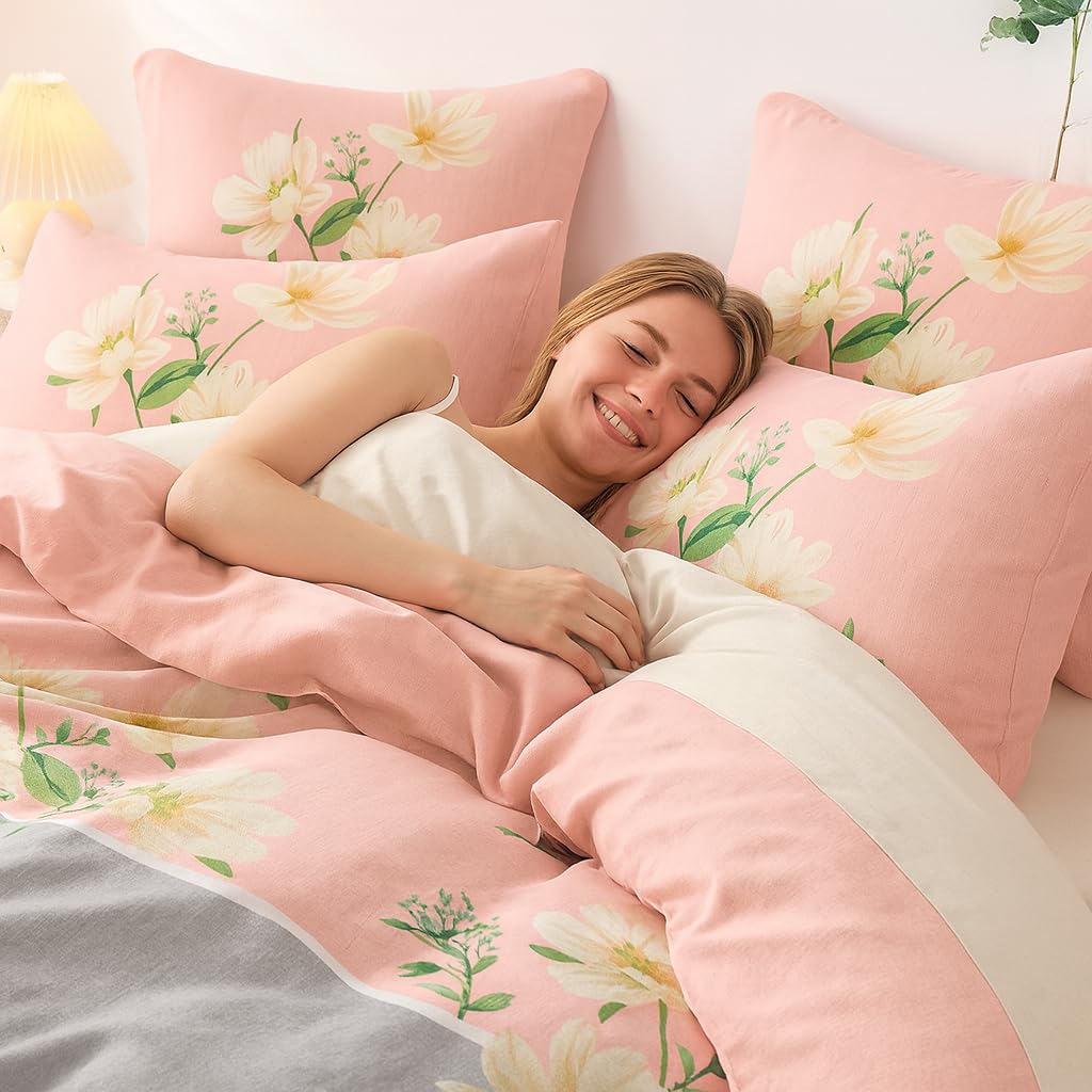 250 GSM 400 TC Cotton Bedding Set with Comforter Double Bed King Size 108x108 Inches with Matchinig Bedsheet and 2 Pillow Covers, 4 Piece Bedding Set, Multicolor (Design3)-image-28
