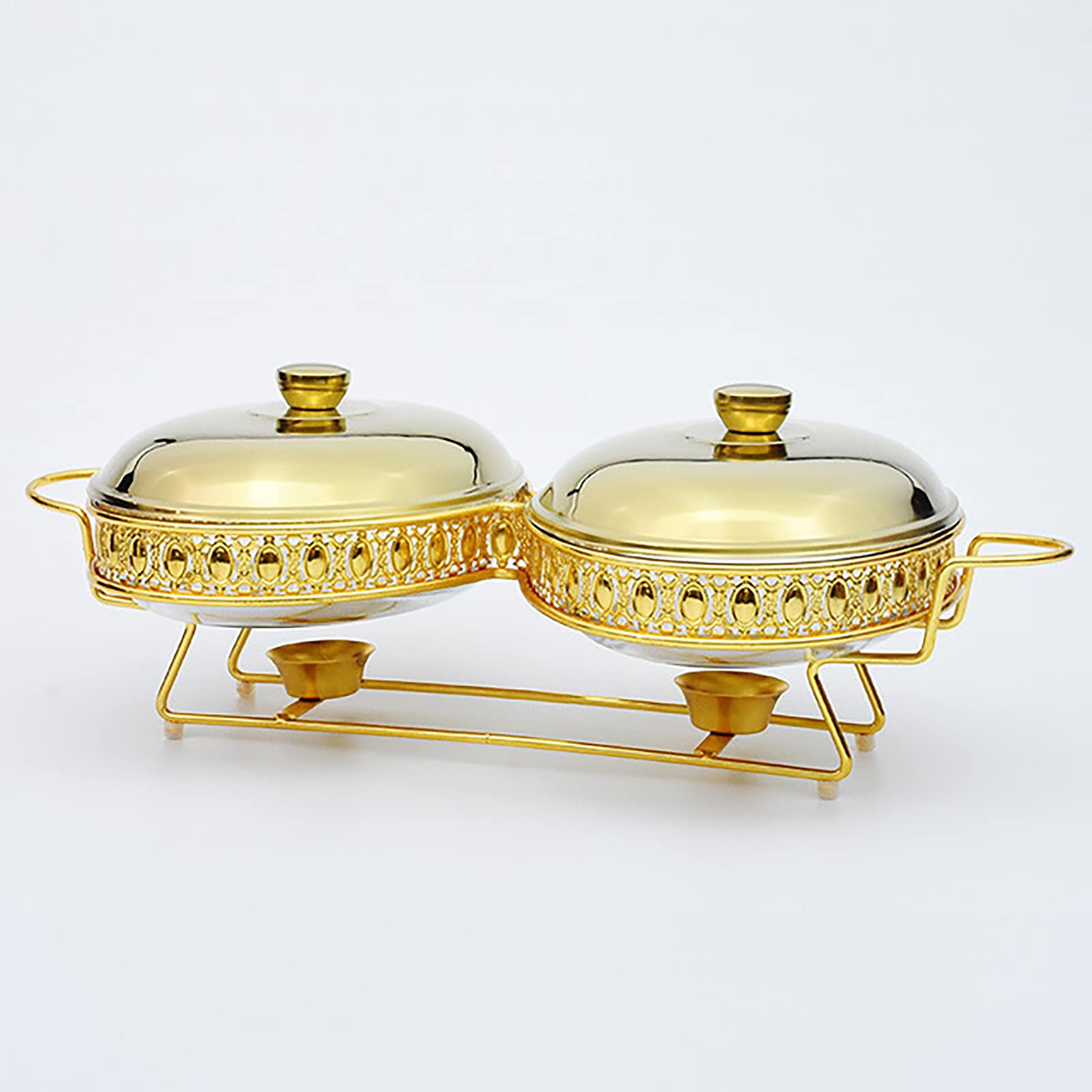 Set da Buffet per Scaldavivande in Acciaio Inossidabile da 3 Quart, Set Chafer con Coperchio, Scaldavivande per Feste Cucina Banchetti Pranzo,Gold