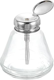 HARFINGTON Solvent Alcohol Dispensers 180ml(6.1oz) Conical Push Down Liquid Dispenser Pump Bottle with Copper Tube and Copper Core for Acetone Polish Remover