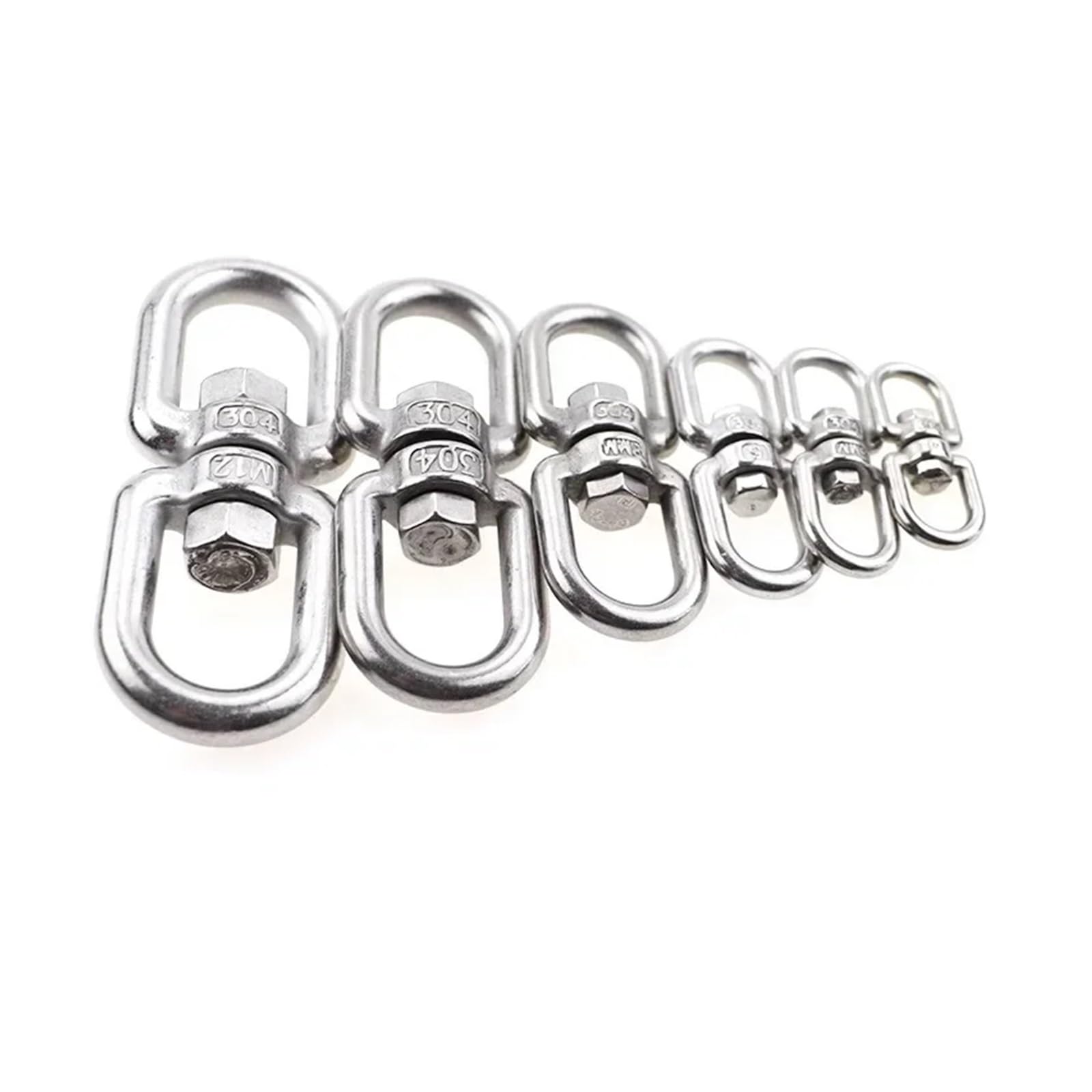 Grillete de gancho giratorio de doble extremo de acero inoxidable 304, con cadena en forma de 8 y cierre de anilla de retención M3-20, rotación de 360 grados(M8 x 2pcs)