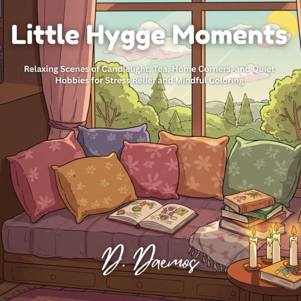 Little Hygge Moments: Relaxing Scenes of Candlelight, Tea, Home Corners, and Quiet Hobbies for Stress Relief and Mindful Coloring