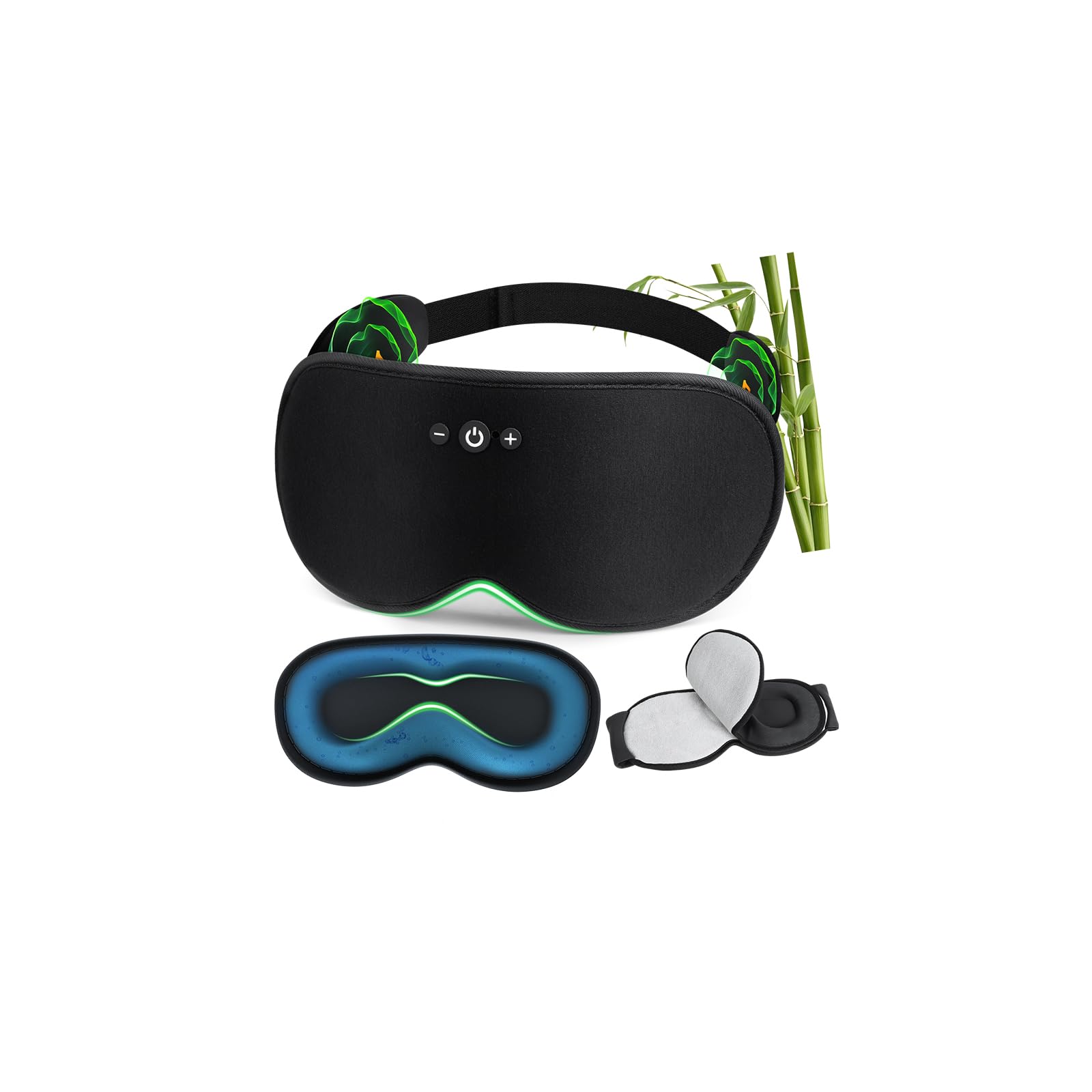 MUSICOZY Máscara para dormir de algodón de bambú, máscara de ojos con peso 3D, 100% opaca, Bluetooth 5.4, máscara de dormir cero presión ocular, máscara de ojos cálida y refrescante, auriculares para