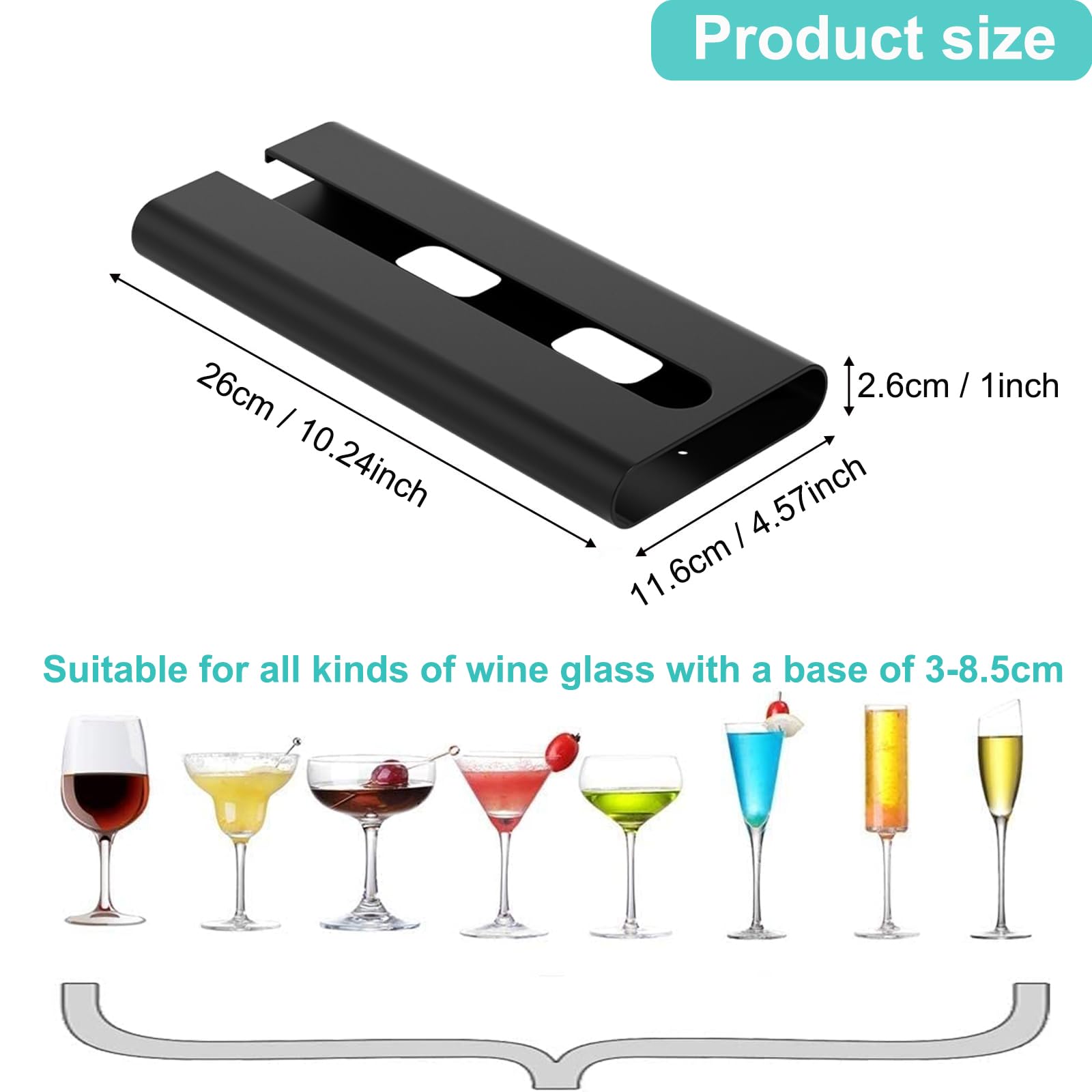 4 Pezzi Porta Bicchiere da Vino Sospeso Supporto per Calici Vino Senza Foratura Porta Calici Sottopensile Supporto Bicchiere Vino Portabicchieri Appendere per Bar Ristorante Cucina(Nero)