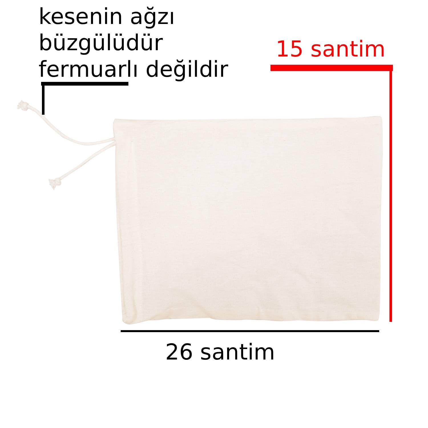 Bakliyat Ham Bez Saklama Kesesi Büzgülü Ürün Yüzde Yüz Pamuk Kotondur 26x15 santim Hacim 1 kilo