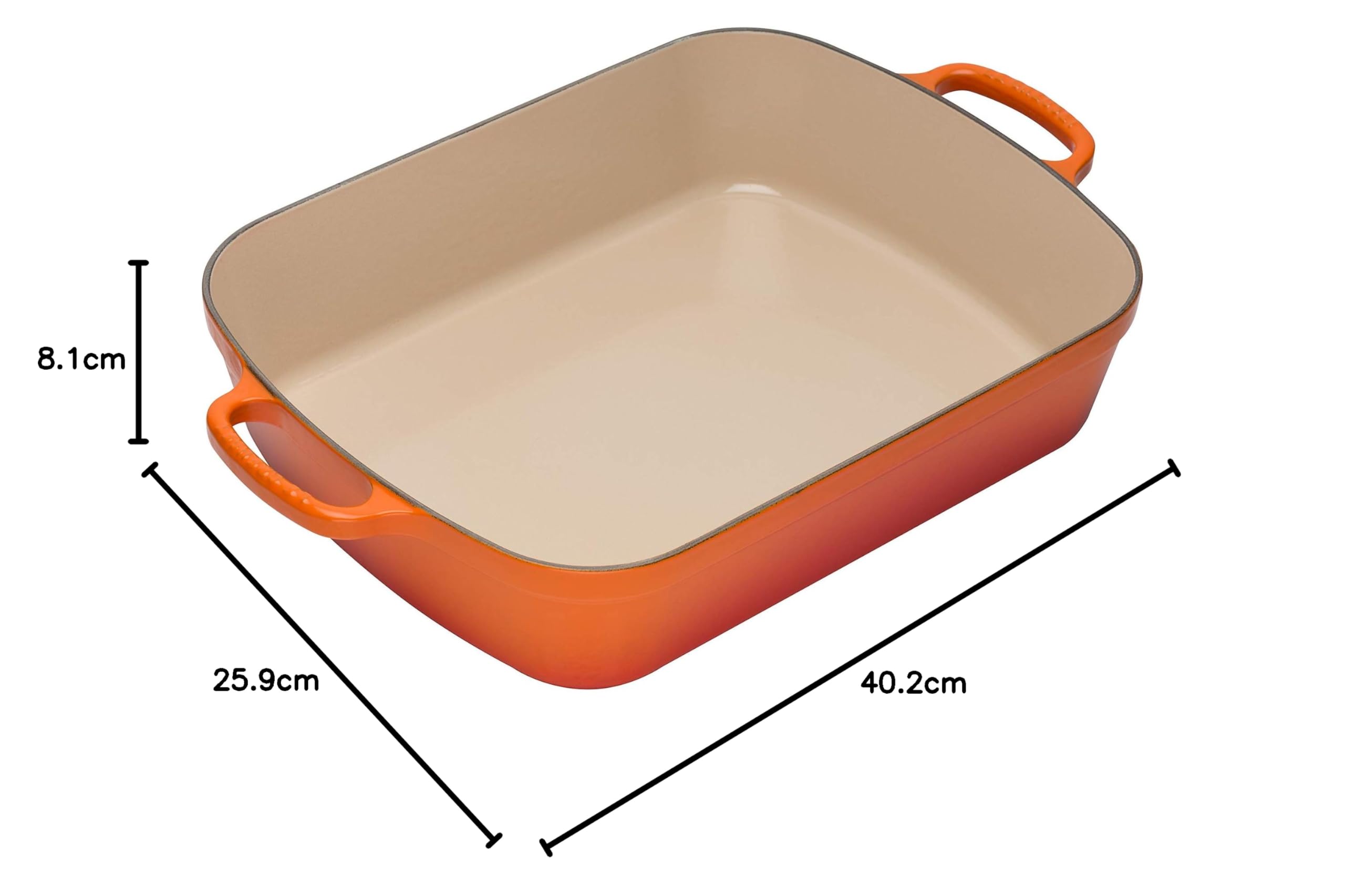 Le Creuset Signature Gusseisen-Bratreine, 33 cm, Rechteckig, Für alle Herdarten und Induktion geeignet, Volumen: 4,9 l, 3,85 kg, Ofenrot, 20184330902422