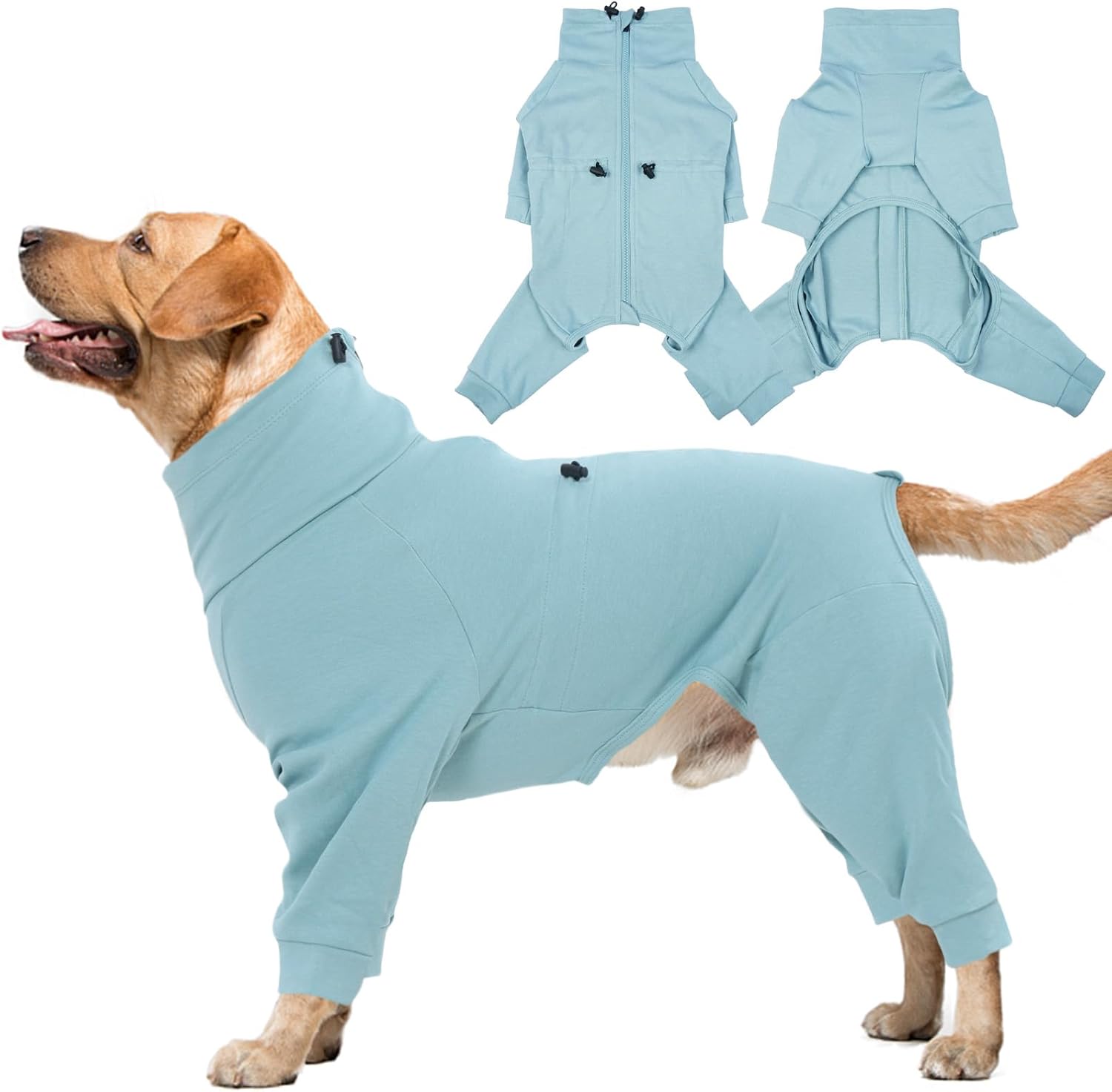 IDOMIK Recovery Suit for Dogs After Surgery, Zipper On Dog Surgery Suit Anti Licking Wound, Long Sleeve Dog Onesie Pajamas for Dogs, Adjustable Pet Shedding Suits, Dog Cone Alternative