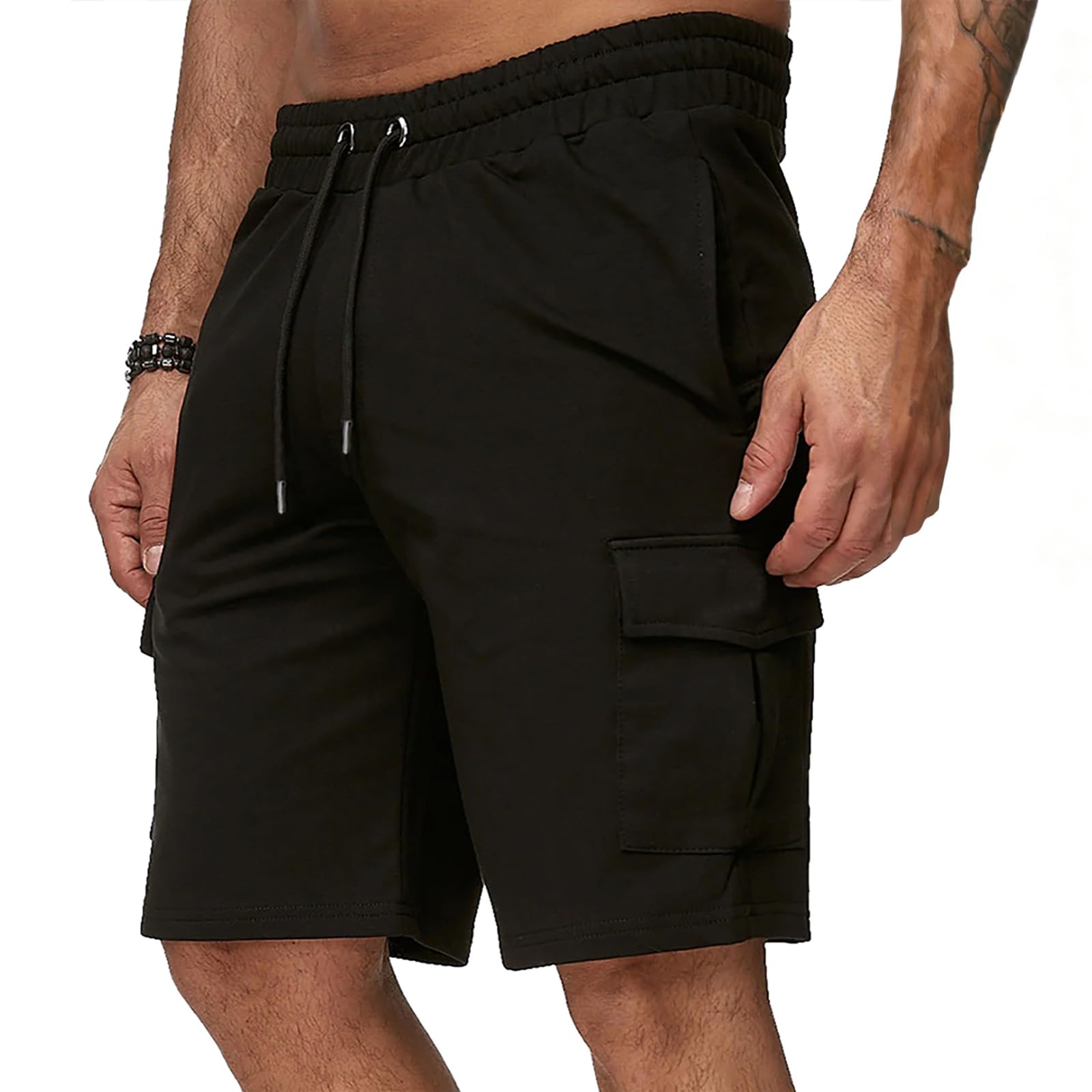 Men's Work Shorts Lightweight Summer Black Cargo Shorts with Multi Pockets, Elastic Waist & Durable Fabric for Hiking, Golf & Casual Wear-picture-35
