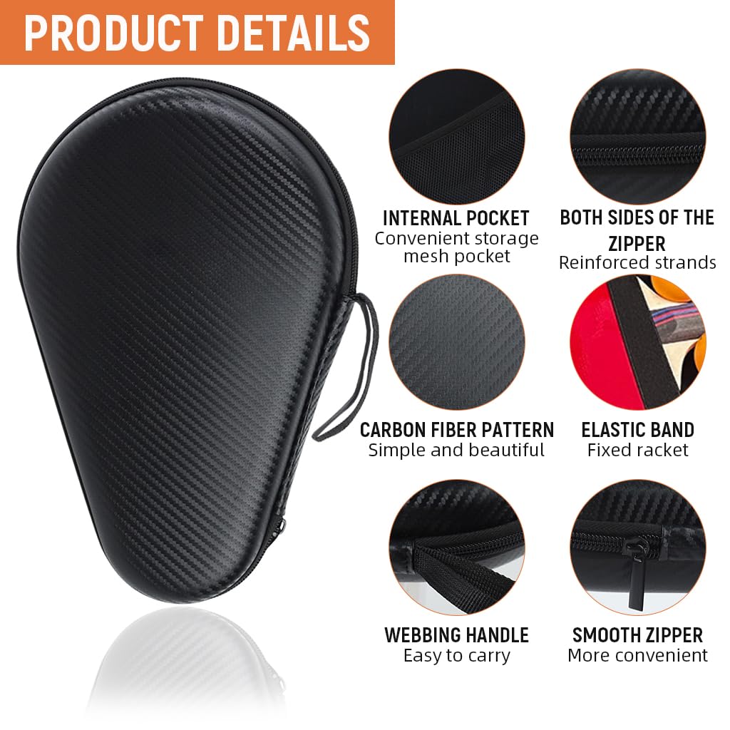 PROBEROS Table Tennis Racket Case 28x18cm for 2 Bats Waterproof 2