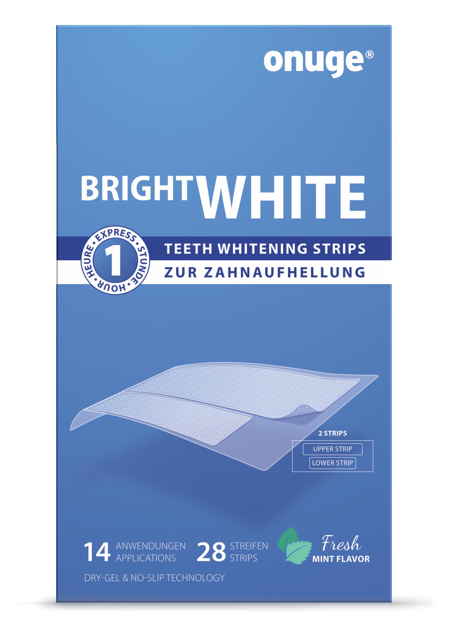 Bright White - 28 tiras blanqueadoras para dientes sensibles - tiras blanqueadoras para un blanqueamiento dental suave - sin peróxido (set de blanqueamiento para 14 días)