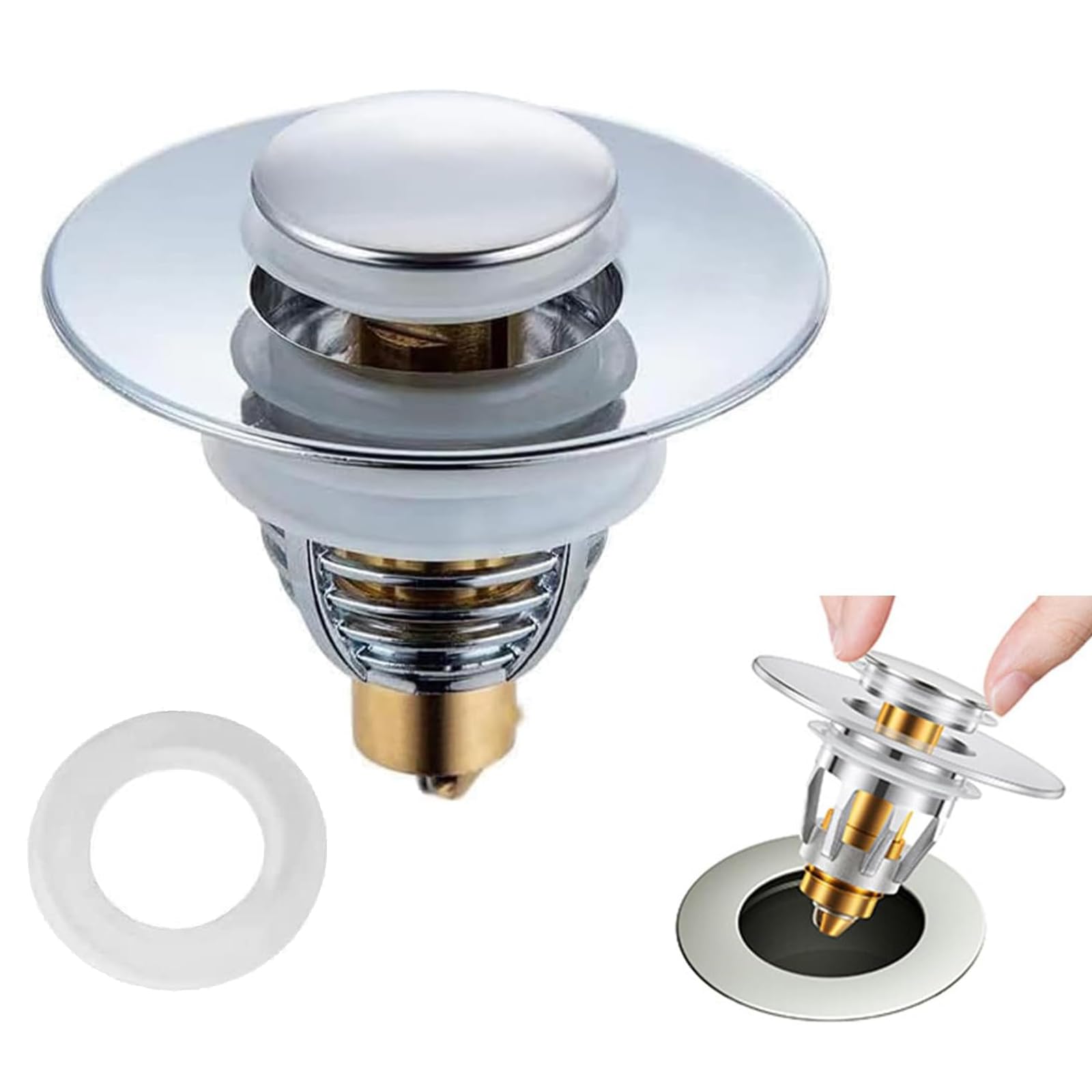 Sink Plug Replacement, Universal Bathroom Sink Plug, for 33-40 MM/28-33 MM, Pop Up Sink Hole Plug Cover with Strainer