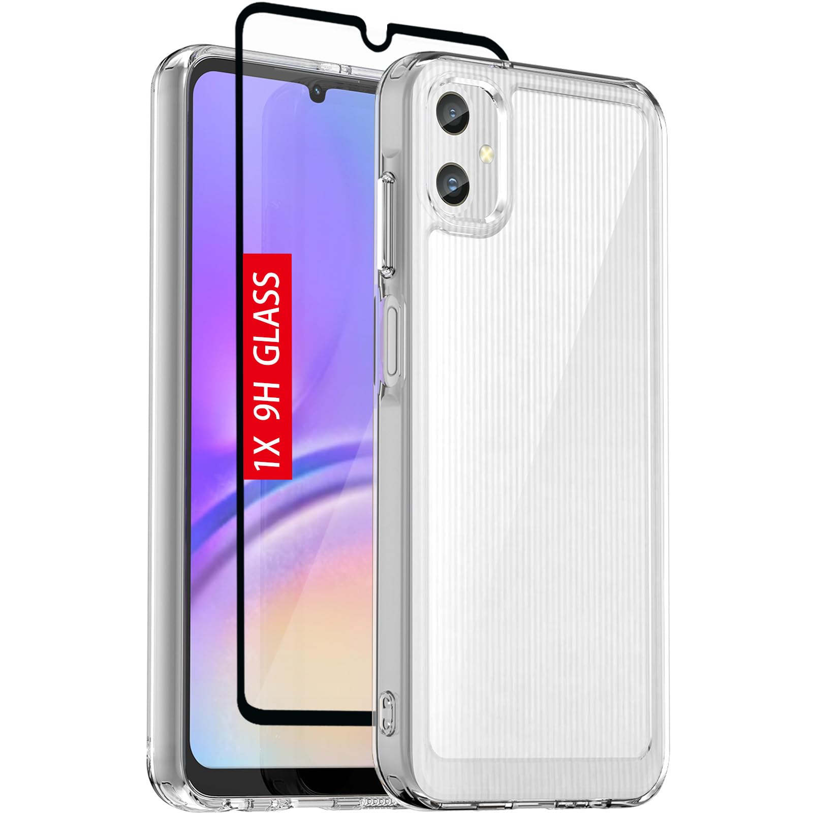 for Samsung A06 Case, Samsung Galaxy A06 Phone Case, with [Tempered Glass Screen Protector][Built-in 4 Airbags][Anti-Yellowing] Military-Grade