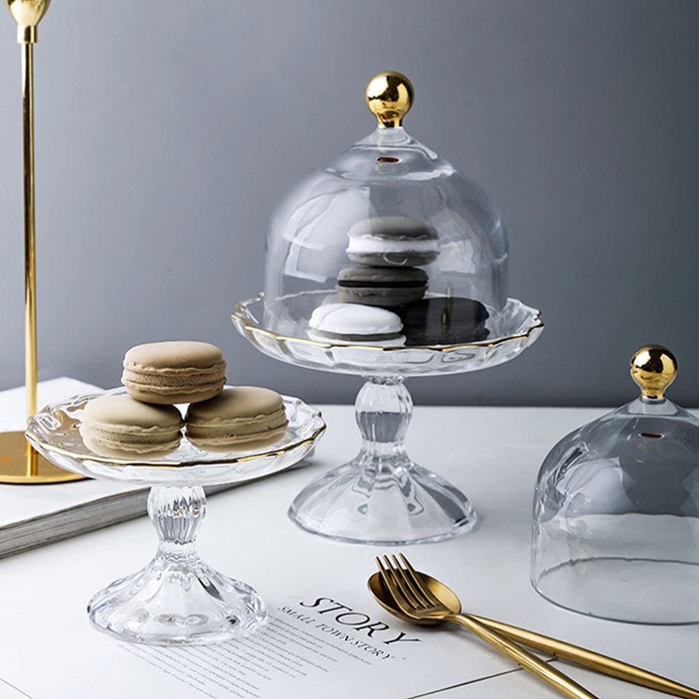 UPKOCH 1 lot de cloche en verre avec assiette en céramique et cloche à fromage, plateau à gâteau, cloche en verre, support à gâteau, cloche pour aliments