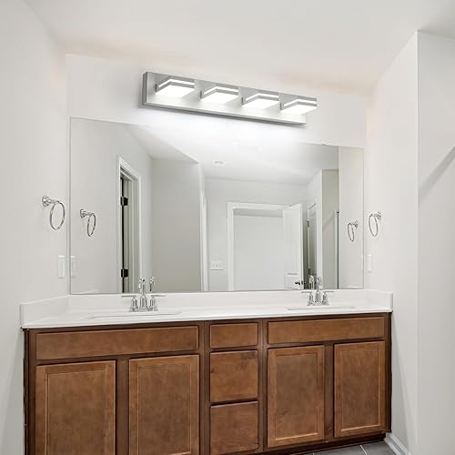 Miniatura 5 de SineRise - Lámpara LED para tocador de baño - Moderna lámpara regulable de acrílico con acabado blanco mate para iluminación de pared sobre el