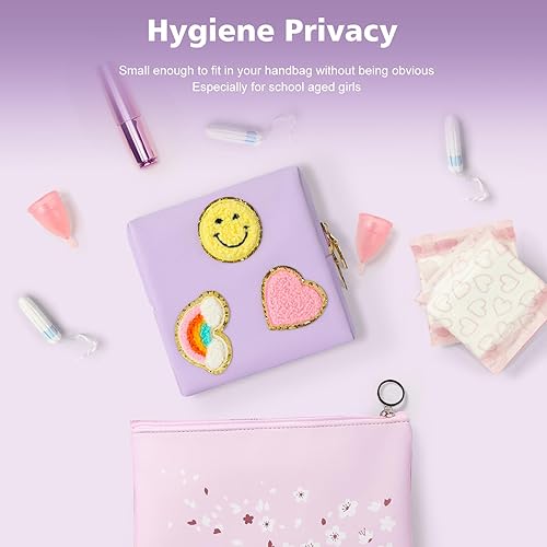 Miniatura 5 de Preppy - Bolsa de periodo de parche para adolescentes y niñas mayores, bolsa de almacenamiento de servilletas sanitarias, bolsas funcionales de piel
