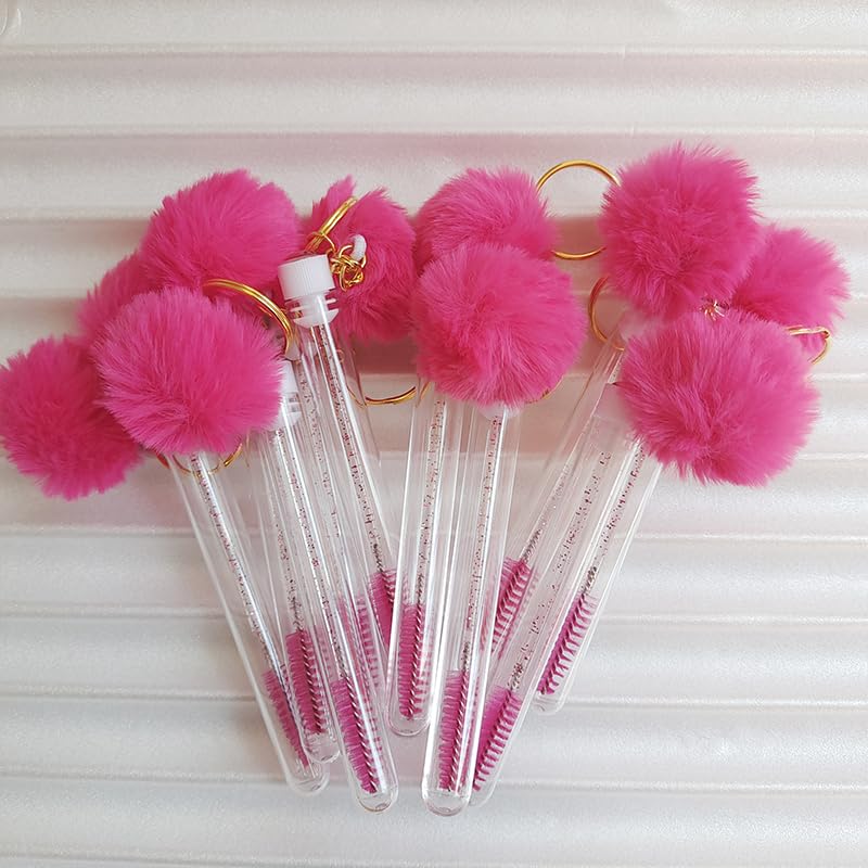 Miniatura 8 de Cepillo de cejas para pestañas con llavero de bola de pelo, varita de rímel, extensión de pestañas reutilizable, contenedor de micro peine