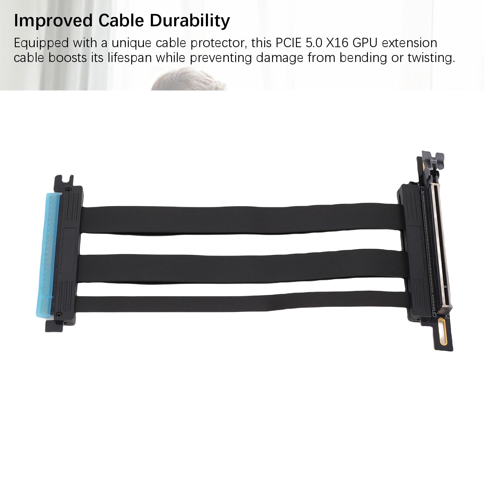 Fabater Ekranowany Kabel Riser PCIE 5.0 X16 do RTX 4090 (Ti) Kabel Przedłużający 128 Gb/s do Obudowy Komputera PC Aplikacje AI — ABS, Czarny (20 cm)