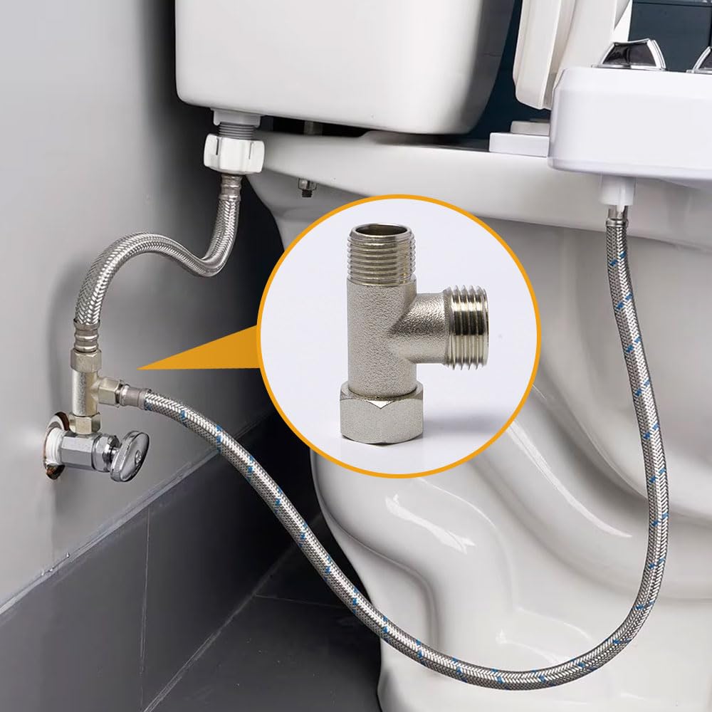2 sztuki 3-drożnych zaworów łączących, adapter 3/8" 1/2", rozdzielacz do zaworów narożnych, 3-drożny, zawór przełączający 3/8 cala, rozdzielacz rozgałęźny, zawór przełączający z podkładką i