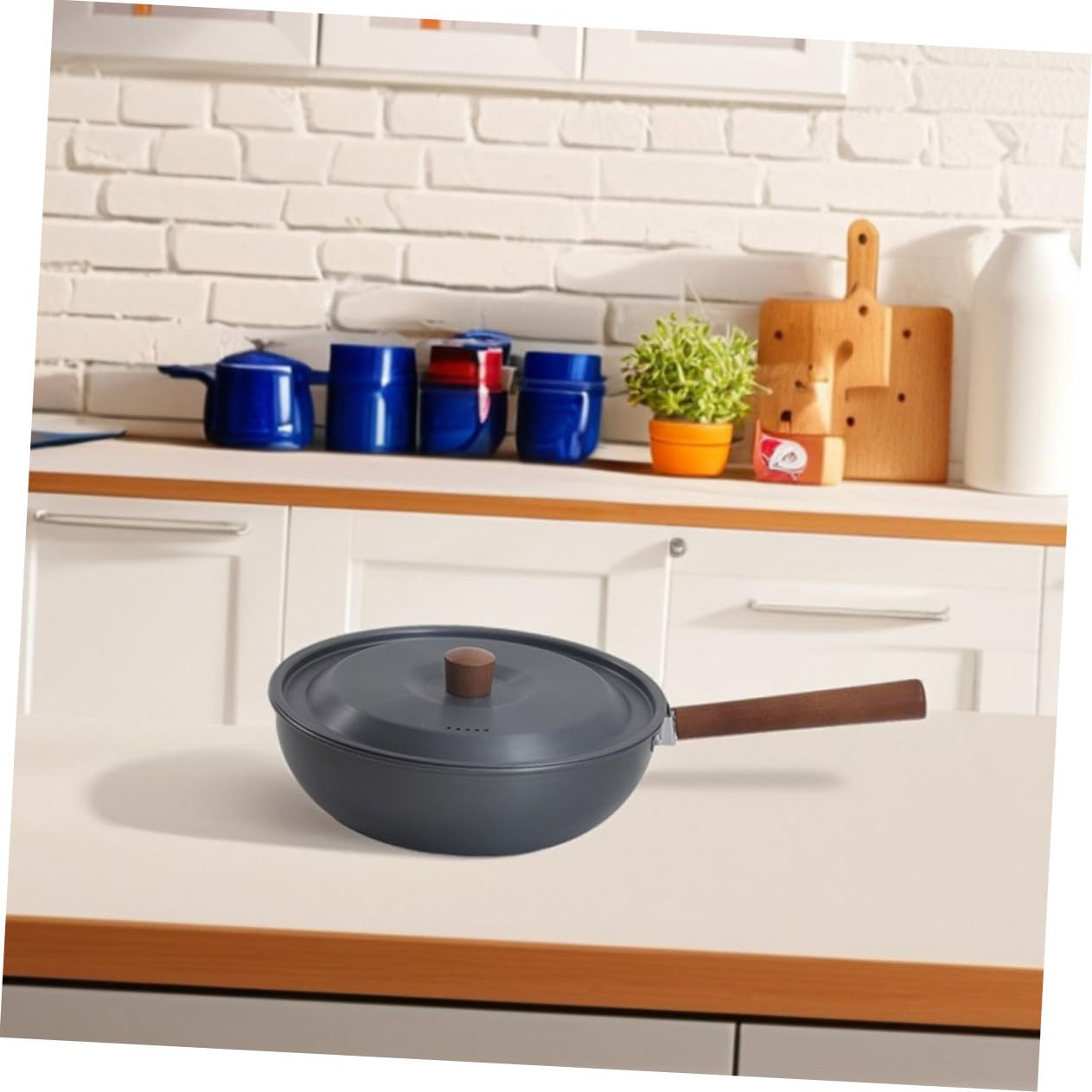 Abaodam Cazuela Camping Gas Portátil de Camping para Cocinar, Sartén Pequeña de Aleación de Aluminio Mango Desmontable y Superficie Antiadherente para Picnics y Viaje