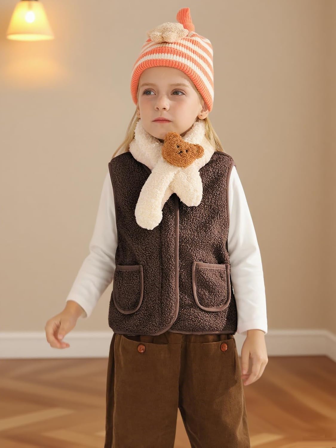 Patgoal Baby Girls Boys Sherpa Fleece Vest Toddler Lightweight Fall Winter Warm Sleeveless Outerwear Jacket with Pockets - Image 2