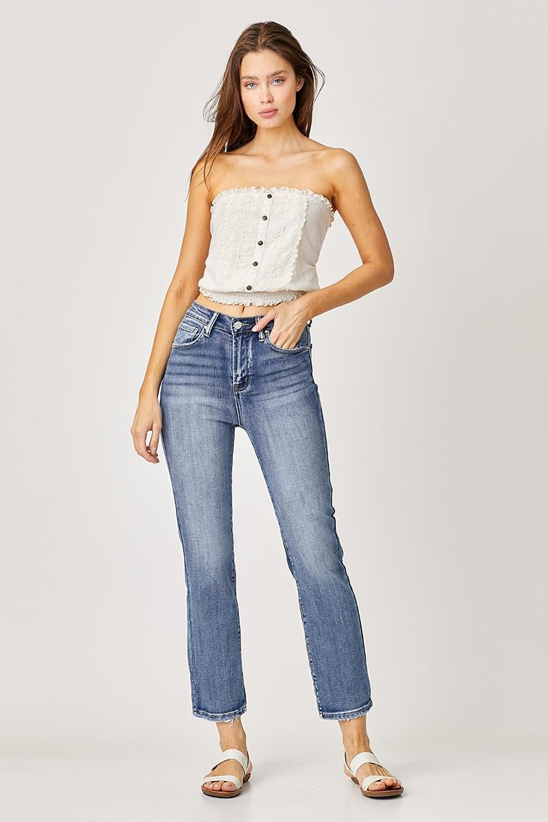 SALT TREE Risen Jeans - High Rise Crop Straight Jeans - RDP5250