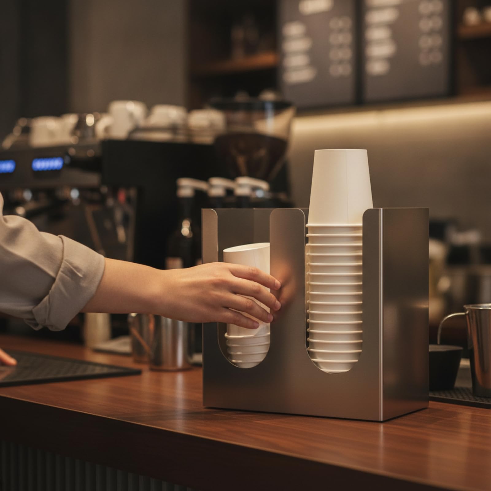 Estante Almacenamiento para Cafetería | Multicompartimento, Organizador Acero Inoxidable con Compartimentos, Ahorra Espacio, para Mostrador, 3 Cuadrículas