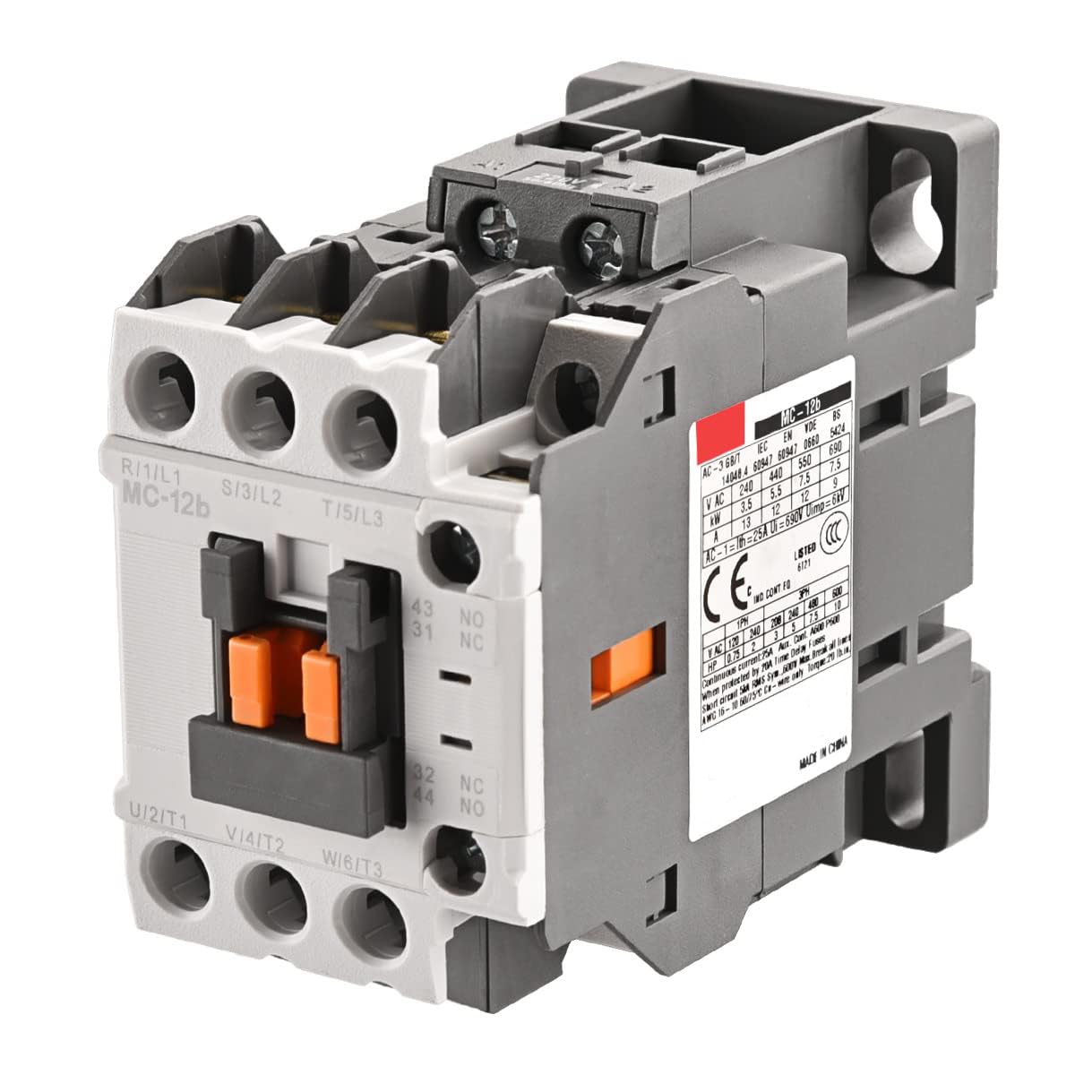 Heschen Magnetic AC Motor Contactors, MC-12b, 220-240VAC 50/60Hz, 1a1b, DIN Rail
