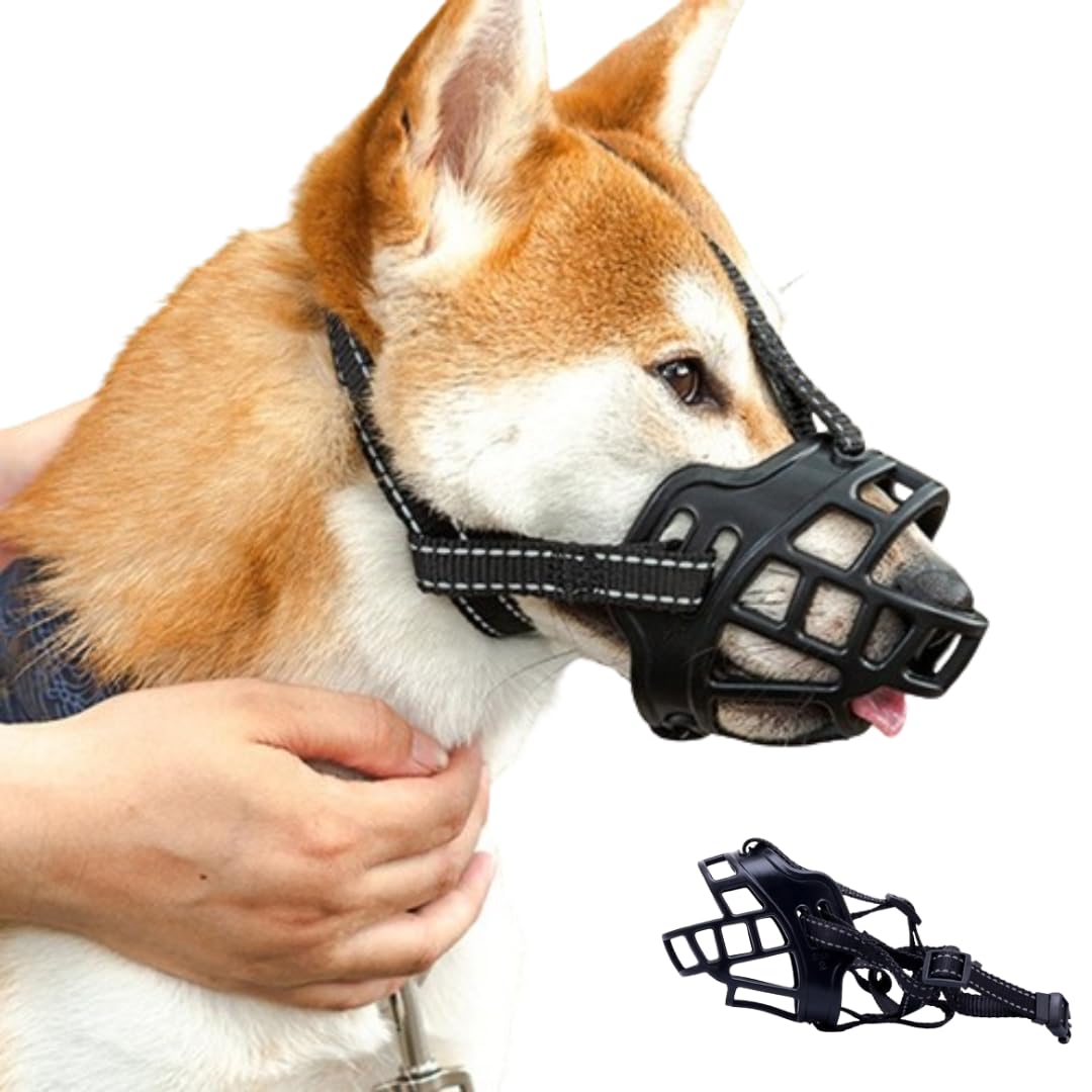 DistriPet Bozal para Perros Grandes, Bozal Perro Mediano. Bozal para Perros Pequeños, Baskerville, Evita Morder. Malla Transpirable y Ajustable. Cómodo Seguro y Resistente.