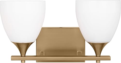 Vista 17 de Scott Living Toffino - Aplique de pared moderno de 2 luces para baño, acabado cromado, con pantallas de vidrio de leche