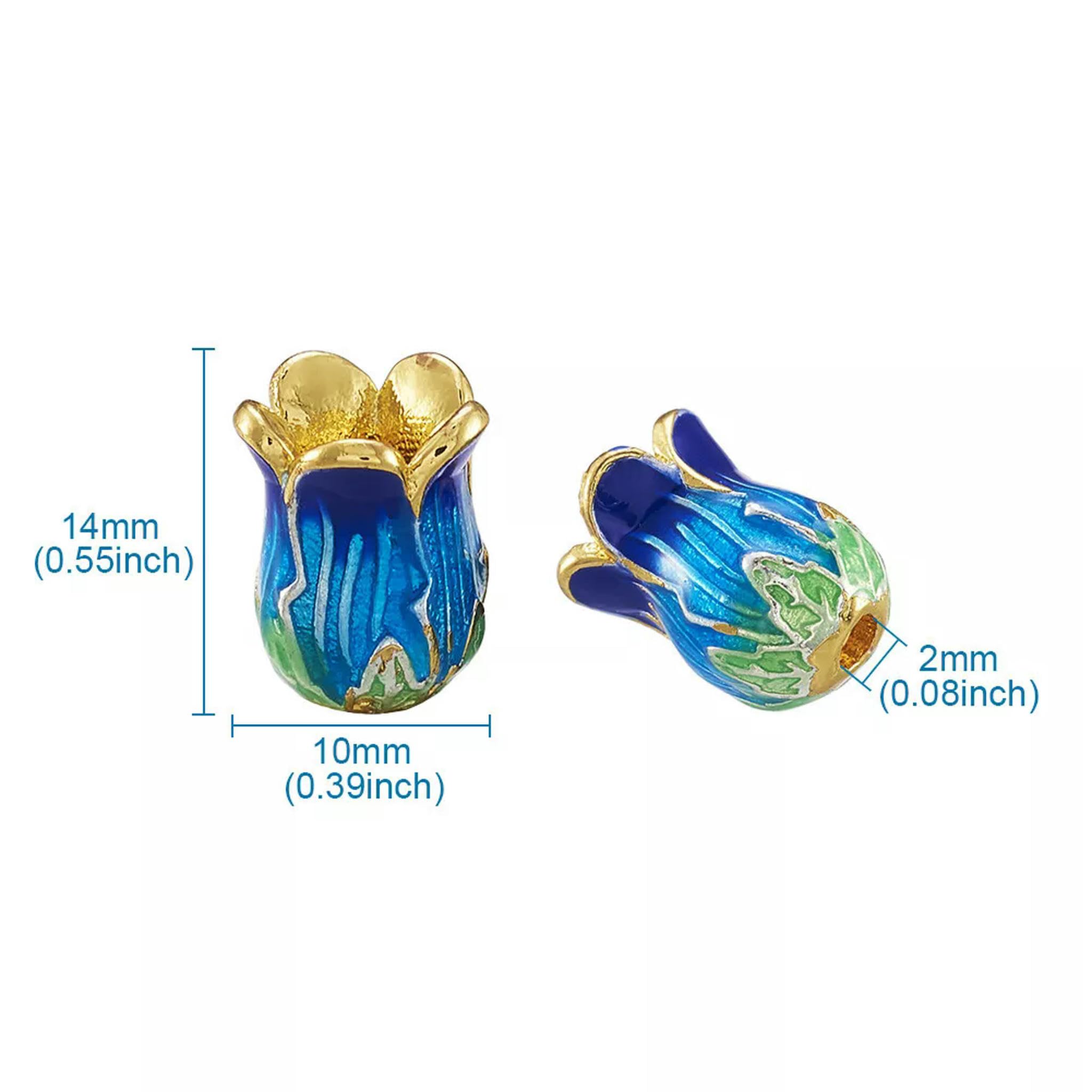 25 Piezas de Tapas de Cuentas de Flores de Esmalte de latón únicas en Tono Dorado, Accesorios de 5 pétalos para Manualidades, 14 mm (predeterminado)