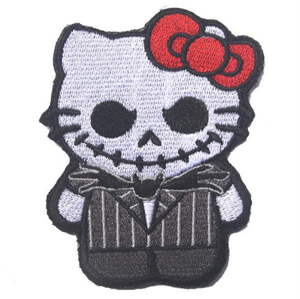 TOPPATCHOhrong Hello Tactical Embroidered Kitty Patches As Jack Nightmare Before Christmas Armband Badge Morale Emblem Applique