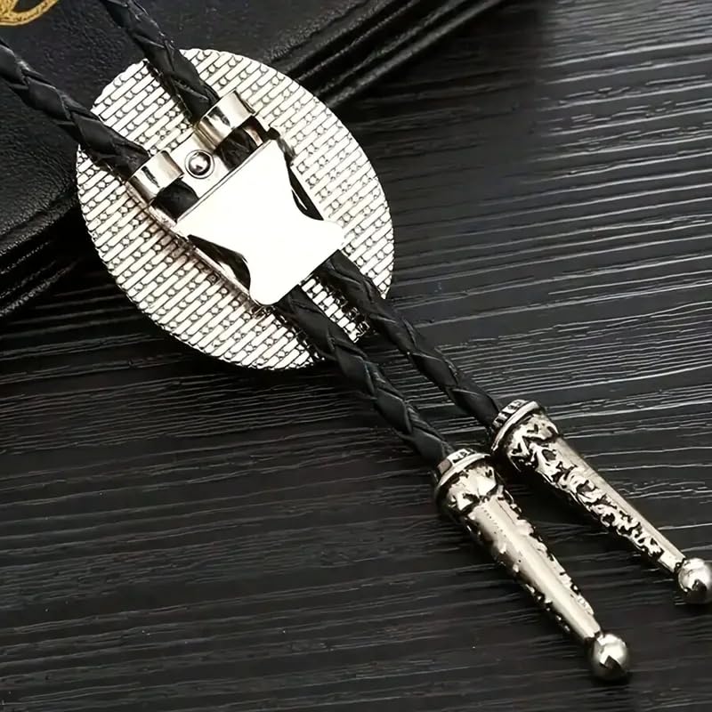 Image of HUABOLA CALYN Bolo Tie for Men Women, Native American Rodeo Cowboy Turquoise /Scorpion /Tiger Eye /Black Agate Leather Necktie