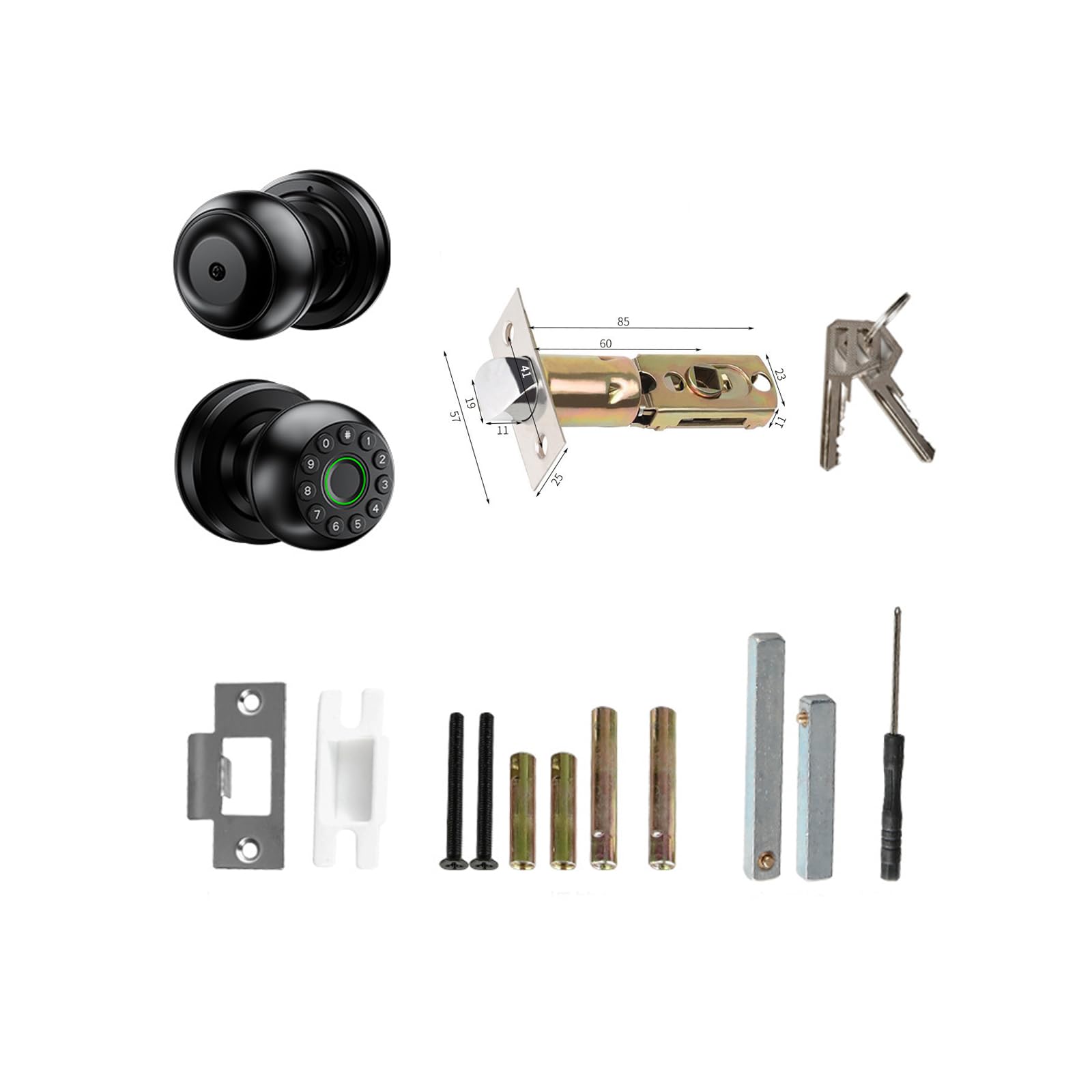 Bouton de porte à empreinte digitale, serrure de porte électrique, serrure de porte intelligente, serrure de porte biométrique, serrure intelligente avec contrôle par application, chargeur de